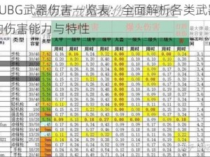 PUBG武器伤害一览表：全面解析各类武器的伤害能力与特性