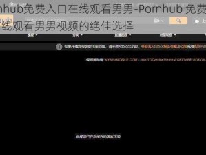 Pornhub免费入口在线观看男男-Pornhub 免费入口：在线观看男男视频的绝佳选择