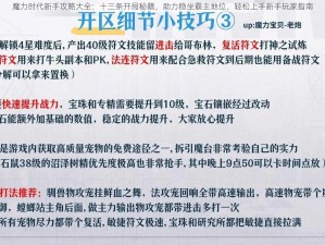 魔力时代新手攻略大全：十三条开局秘籍，助力稳坐霸主地位，轻松上手新手玩家指南