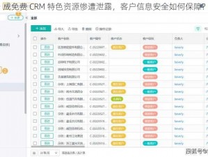 成免费 CRM 特色资源惨遭泄露，客户信息安全如何保障？