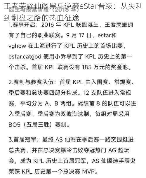 王者荣耀仙阁黑马逆袭eStar晋级：从失利到翻盘之路的热血征途