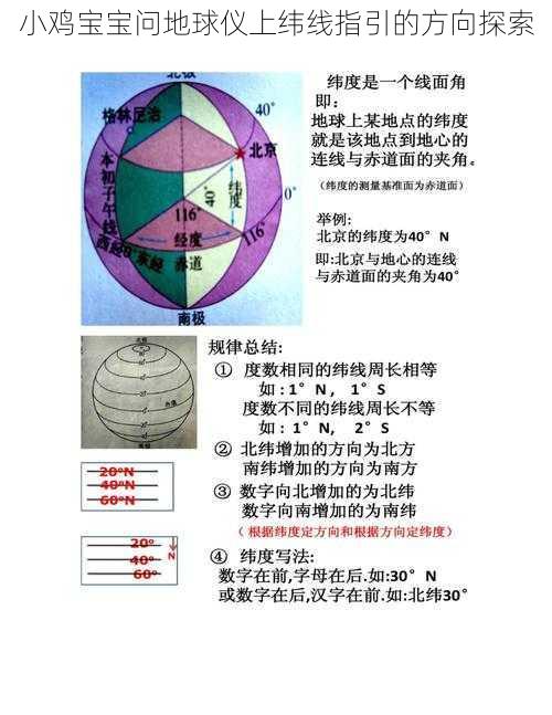 小鸡宝宝问地球仪上纬线指引的方向探索