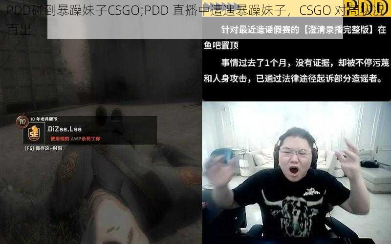 PDD碰到暴躁妹子CSGO;PDD 直播中遭遇暴躁妹子，CSGO 对局状况百出