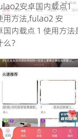 fulao2安卓国内载点1使用方法,fulao2 安卓国内载点 1 使用方法是什么？