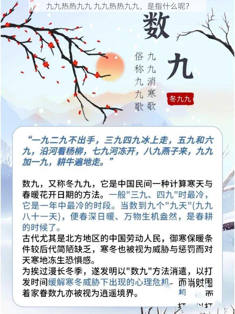 九九热热九九 九九热热九九，是指什么呢？