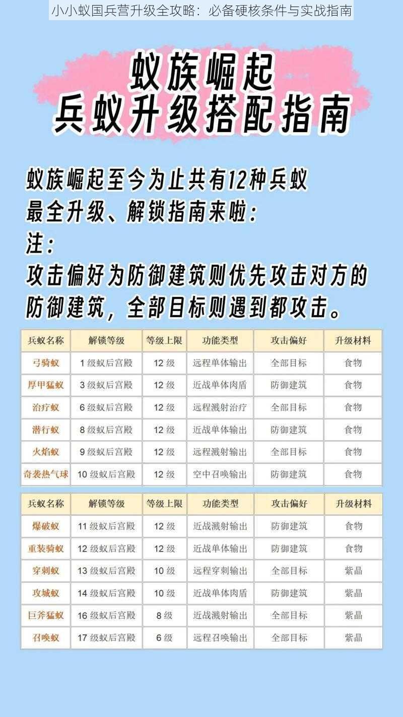 小小蚁国兵营升级全攻略：必备硬核条件与实战指南