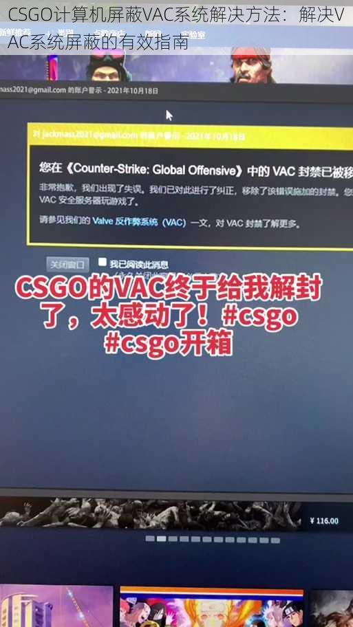 CSGO计算机屏蔽VAC系统解决方法：解决VAC系统屏蔽的有效指南