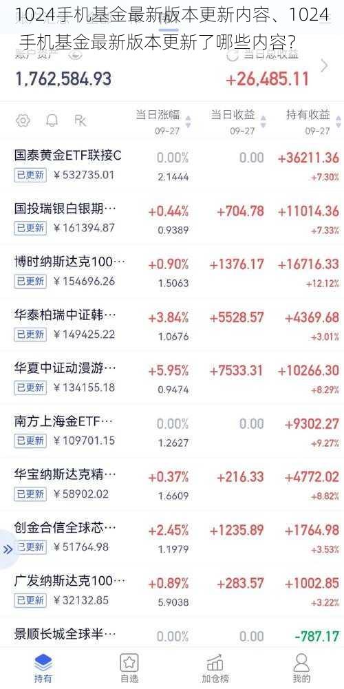 1024手机基金最新版本更新内容、1024 手机基金最新版本更新了哪些内容？