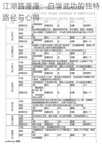 江湖路漫漫：自学武功的独特路径与心得