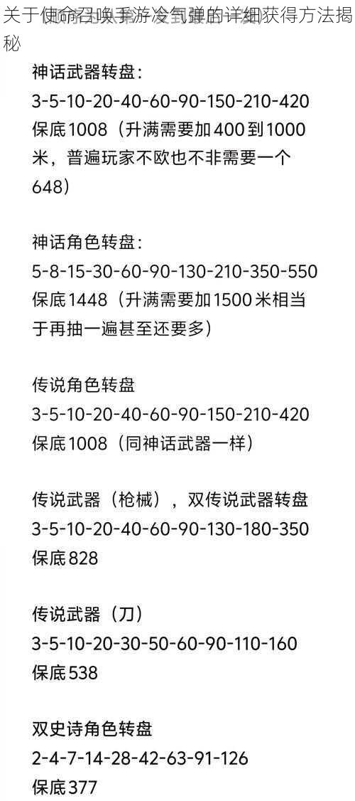 关于使命召唤手游冷气弹的详细获得方法揭秘