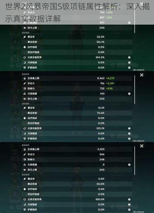 世界2风暴帝国S级项链属性解析：深入揭示真实数据详解