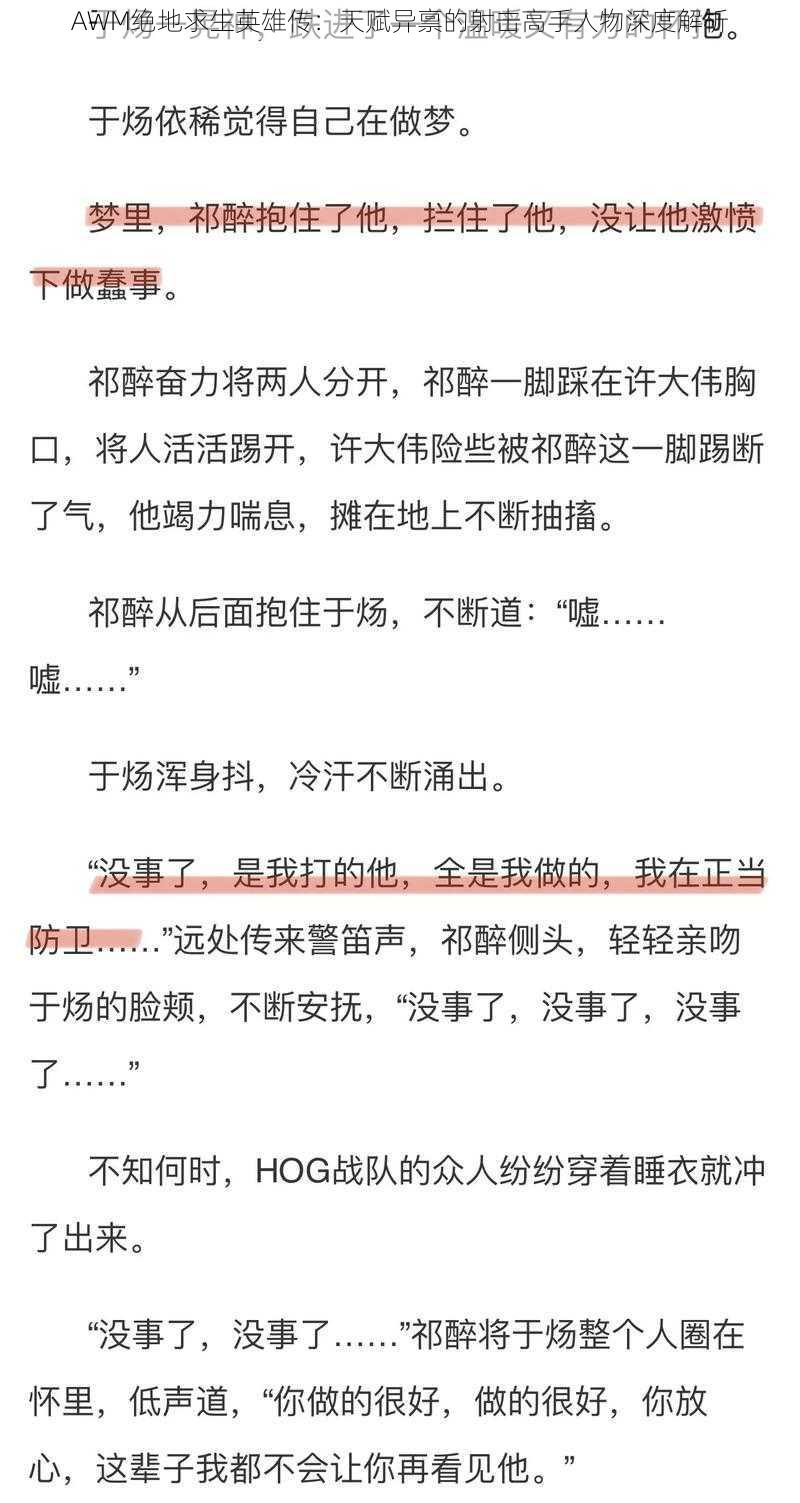 AWM绝地求生英雄传：天赋异禀的射击高手人物深度解析