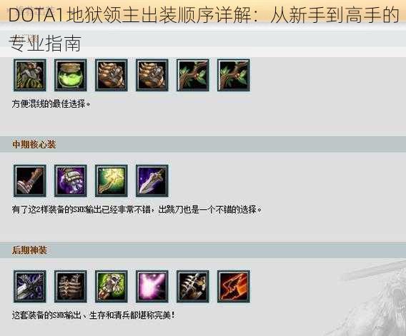 DOTA1地狱领主出装顺序详解：从新手到高手的专业指南