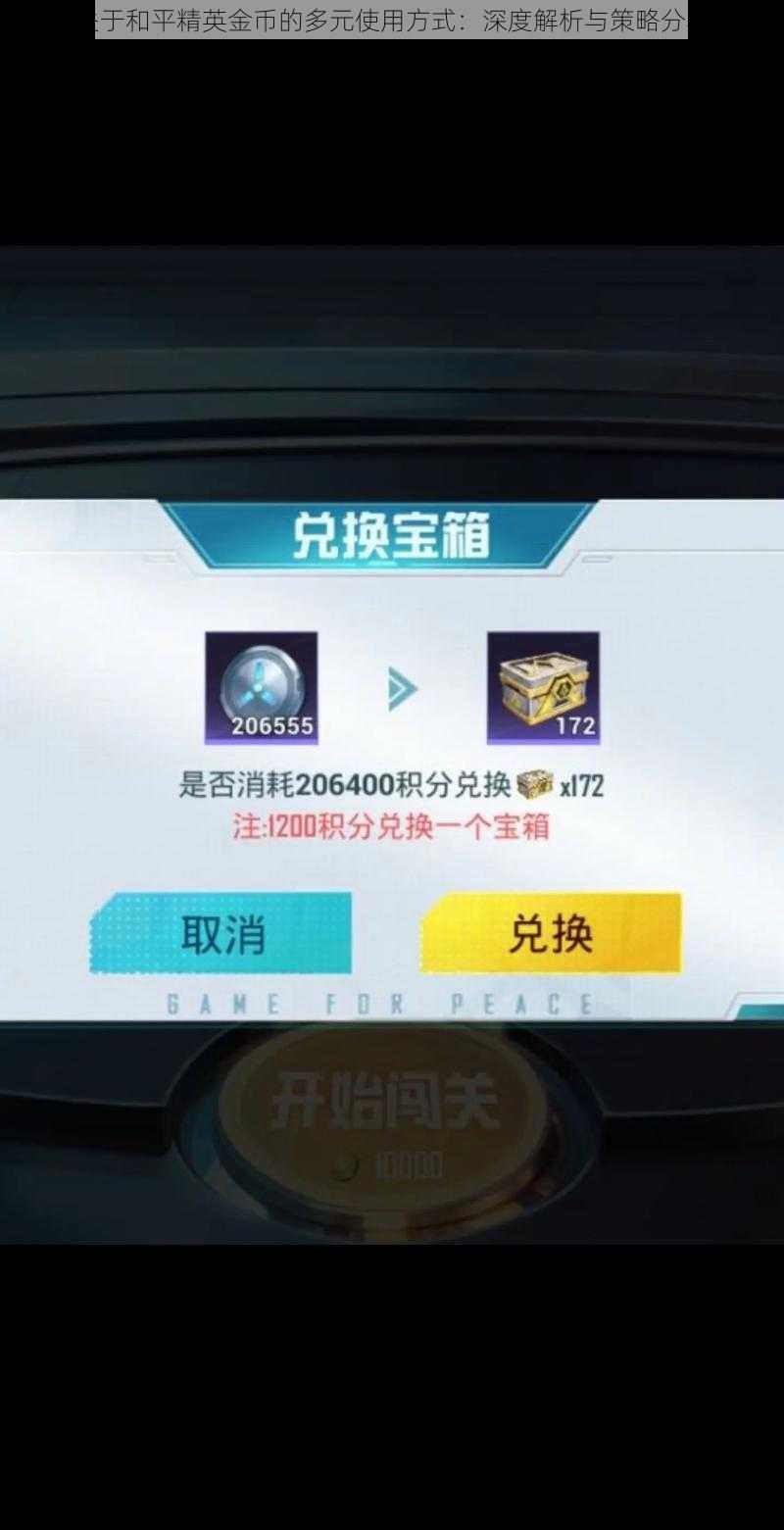 关于和平精英金币的多元使用方式:深度解析与策略分享